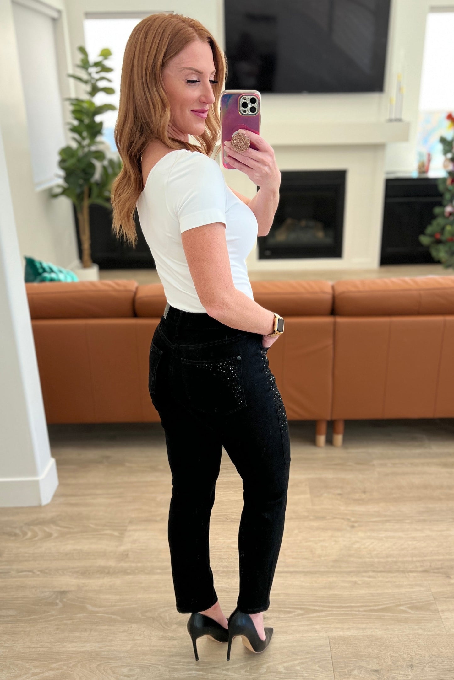 Rhinestone Black Slim Fit Jeans Reese