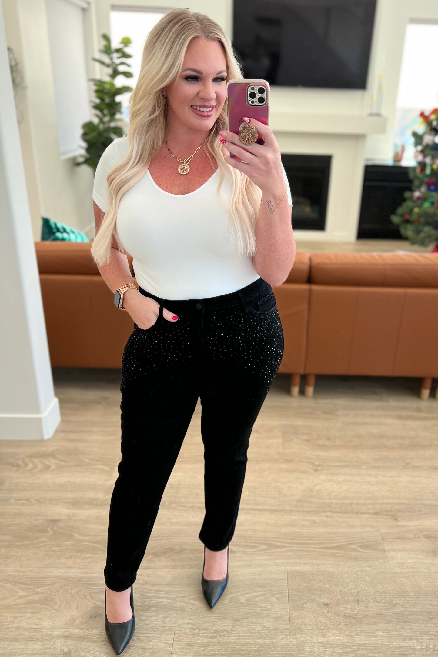Rhinestone Black Slim Fit Jeans Reese