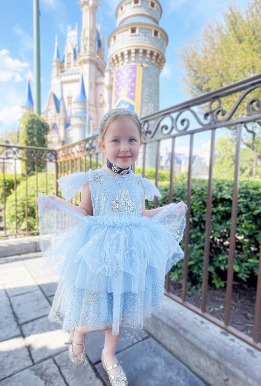 Little Princess Girls Tulle Dress Handcrafted with Sequins and Sparkles