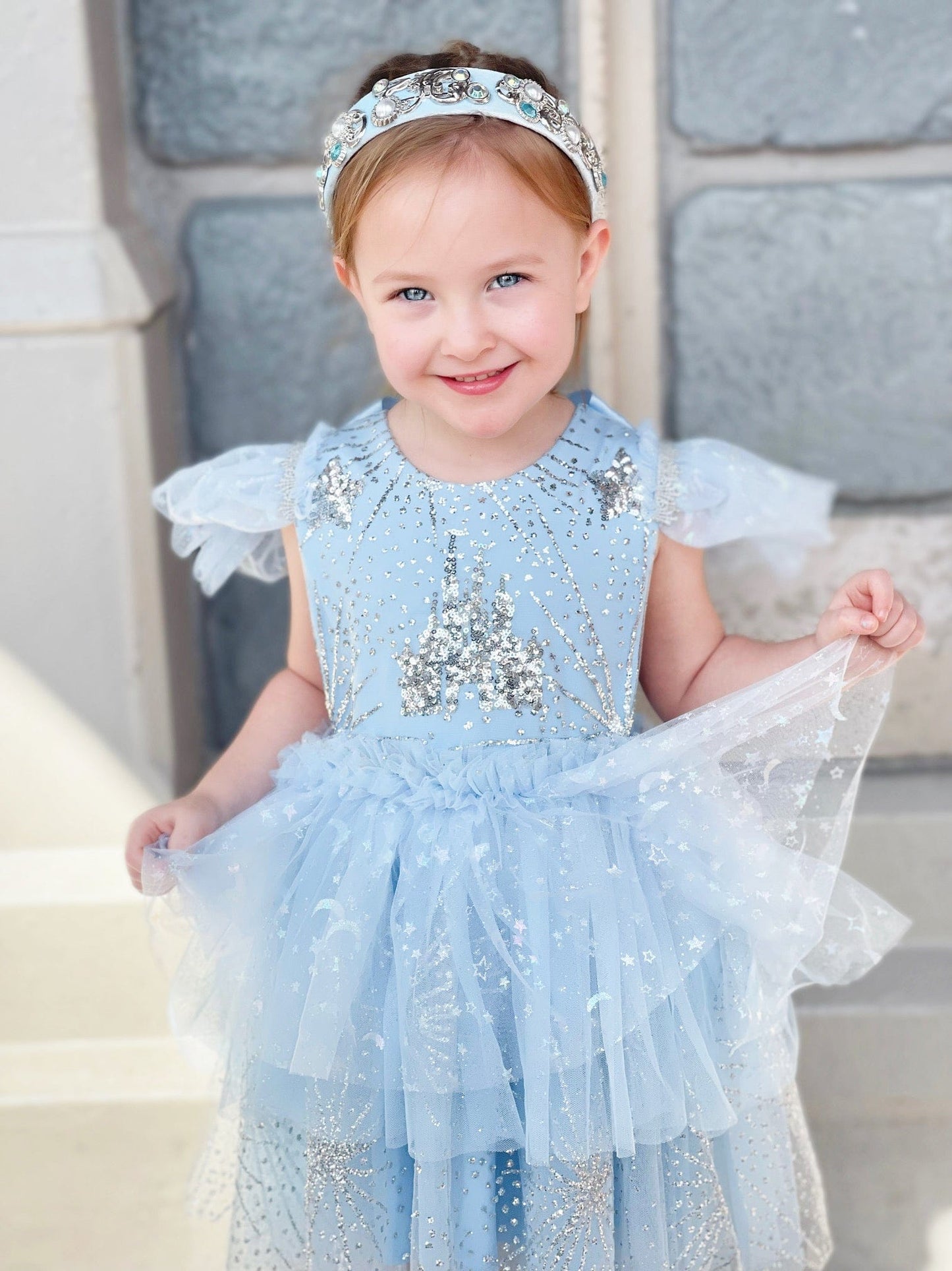 Little Princess Girls Tulle Dress Handcrafted with Sequins and Sparkles