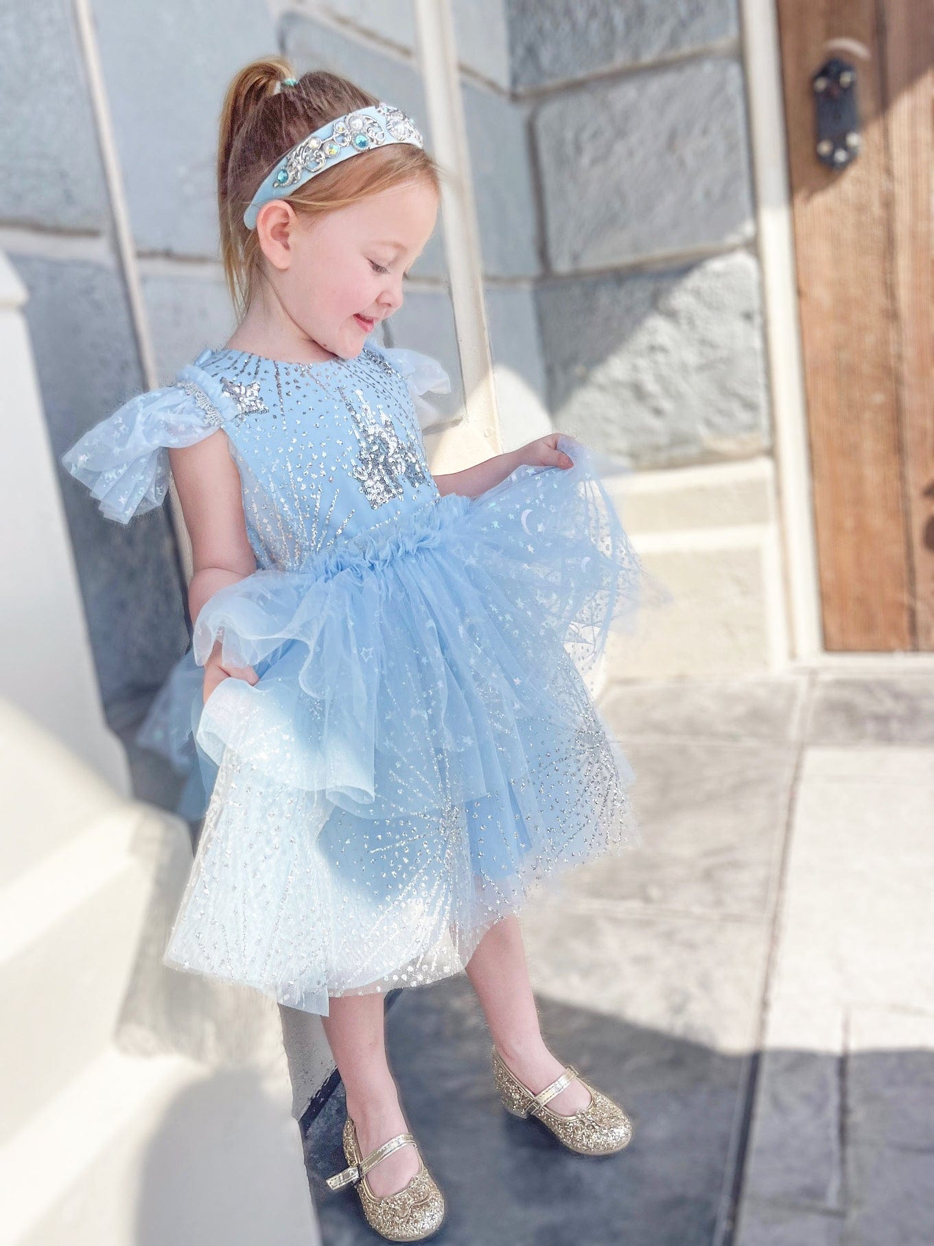 Little Princess Girls Tulle Dress Handcrafted with Sequins and Sparkles