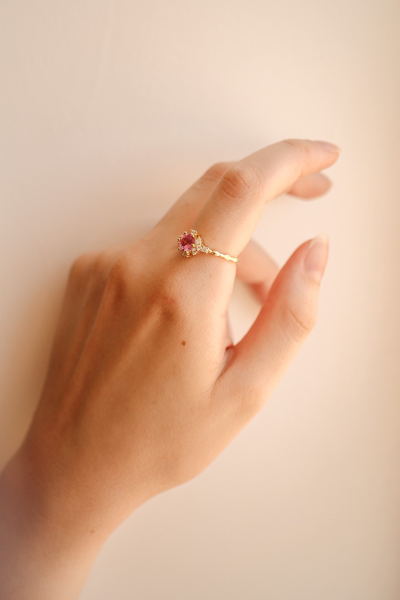 Pink Sapphire Calliope Ring 18k Gold Plated 925 Sterling Silver