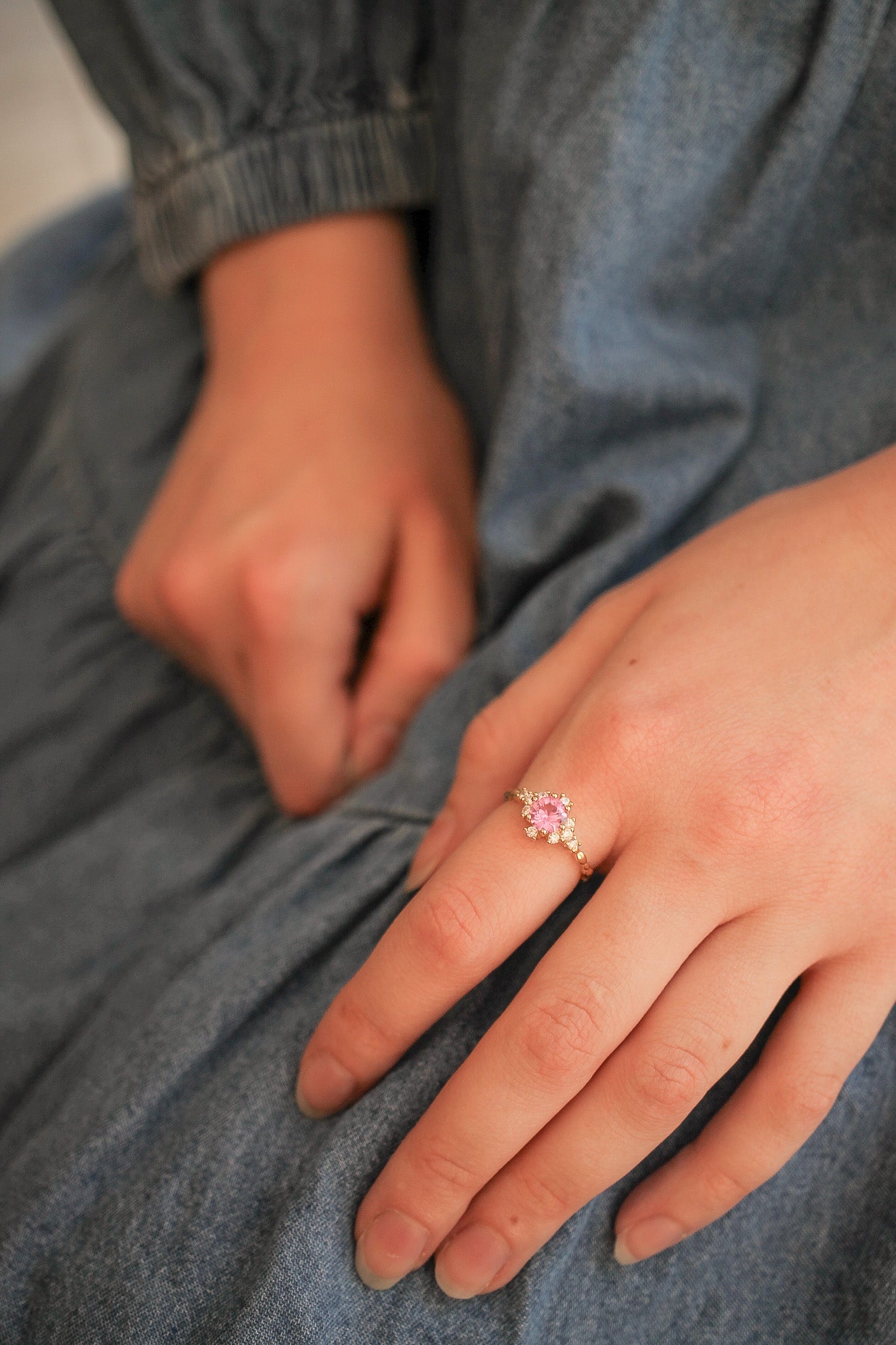 Pink Sapphire Calliope Ring 18k Gold Plated 925 Sterling Silver