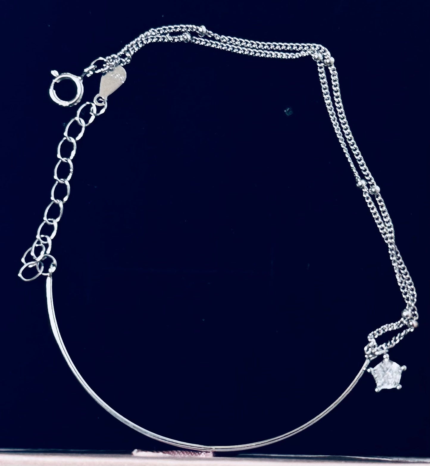 S925 Sterling Silver Elegant Double Silver Bangled Bracelet
