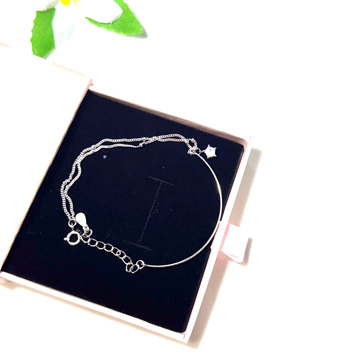 S925 Sterling Silver Elegant Double Silver Bangled Bracelet