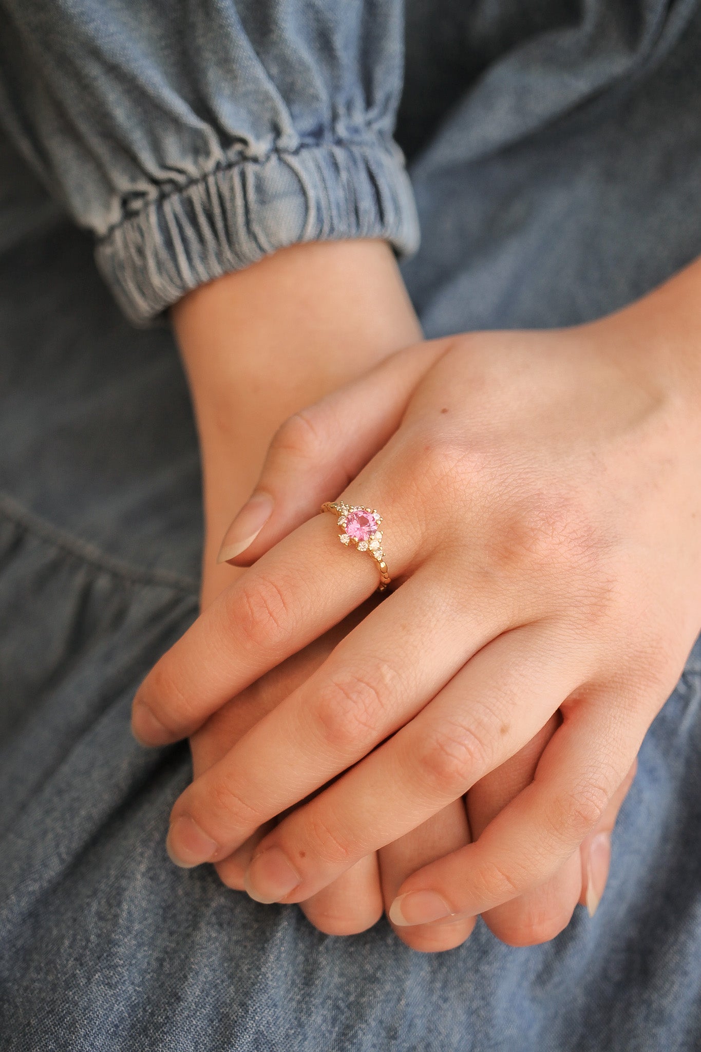 Pink Sapphire Calliope Ring 18k Gold Plated 925 Sterling Silver