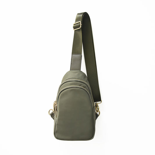 Olive Solid Strap Sling Bag The River Babs+Birdie