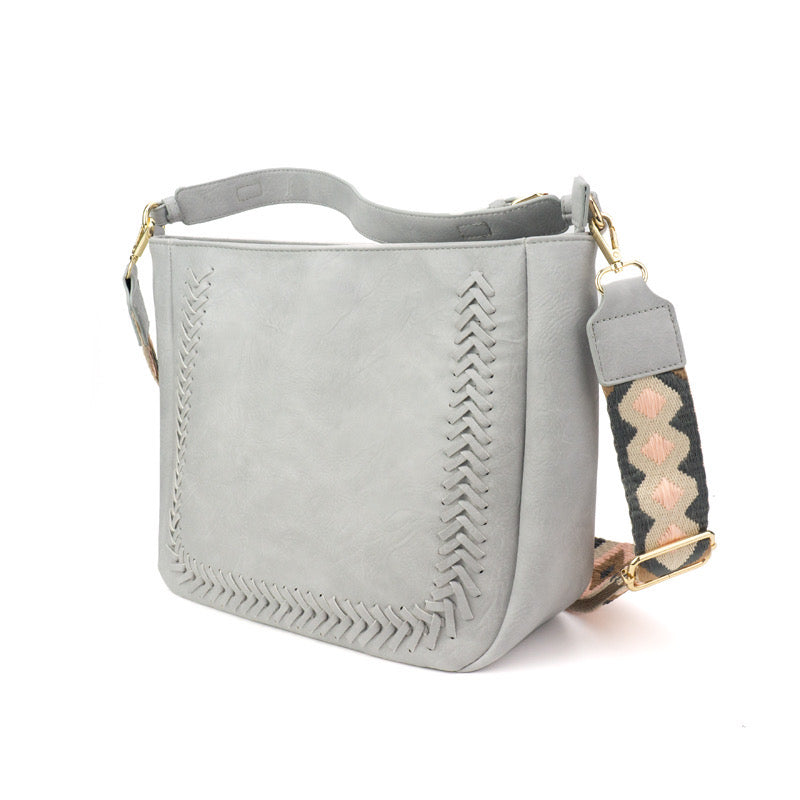 Cross Stitch Messenger Bag Leather Vegan The Harper