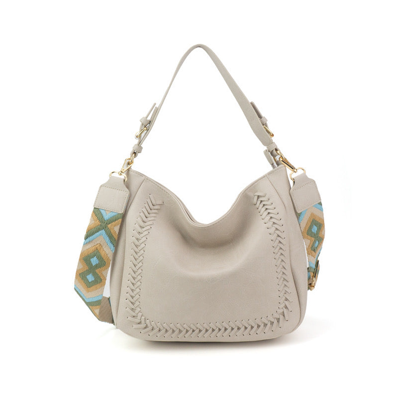 Cross Stitch Messenger Bag Leather Vegan The Harper