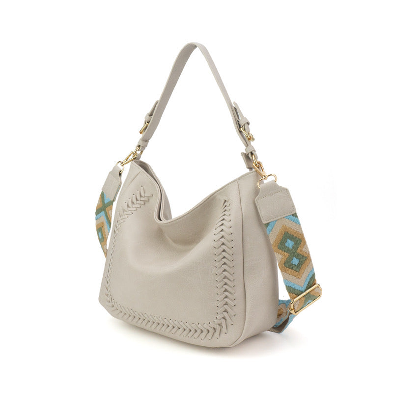 Cross Stitch Messenger Bag Leather Vegan The Harper