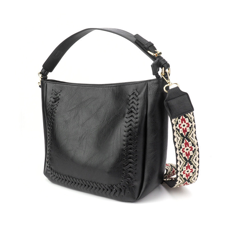 Cross Stitch Messenger Bag Leather Vegan The Harper