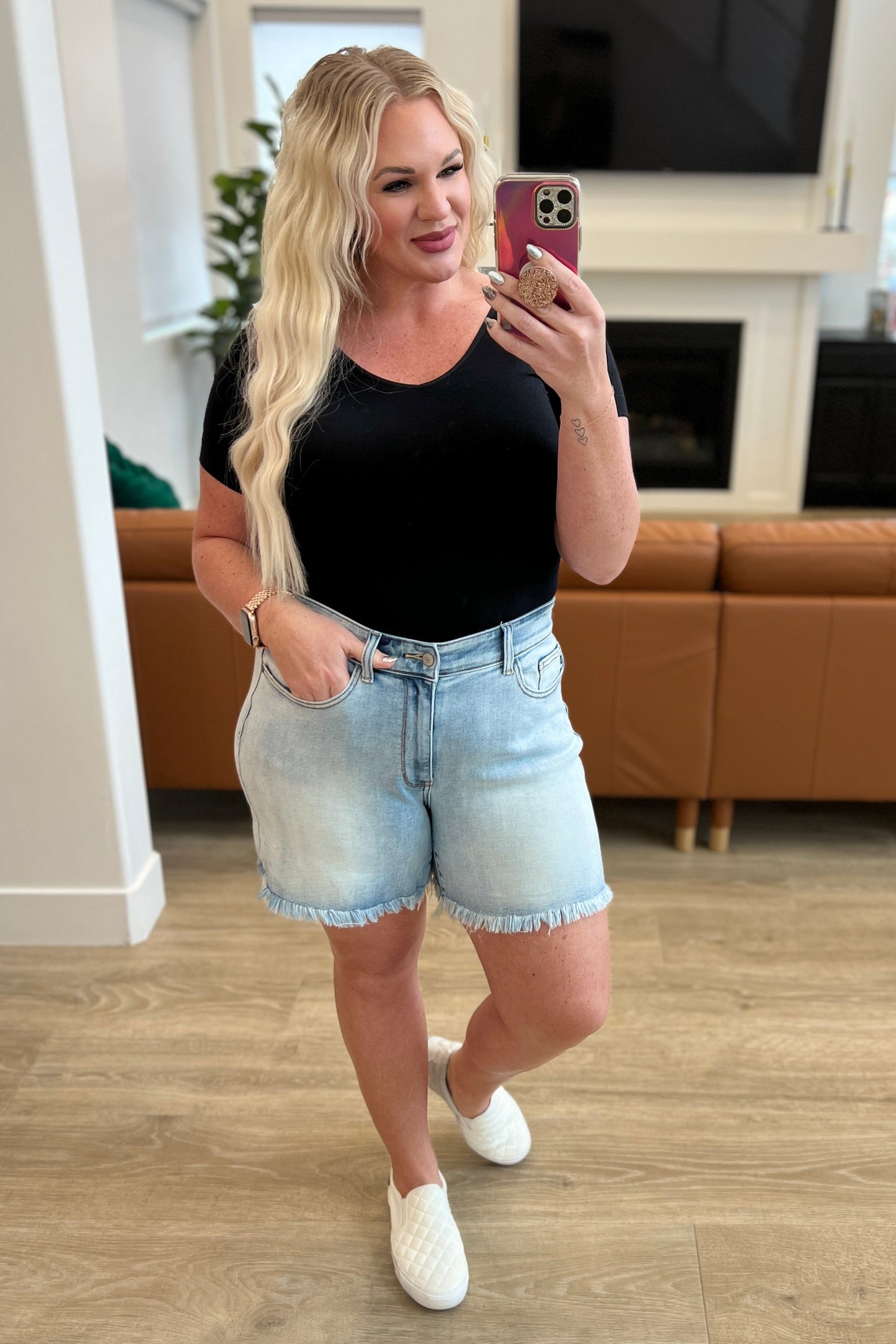 High Rise Light Wash Cutoff Dad Shorts Judy Blue
