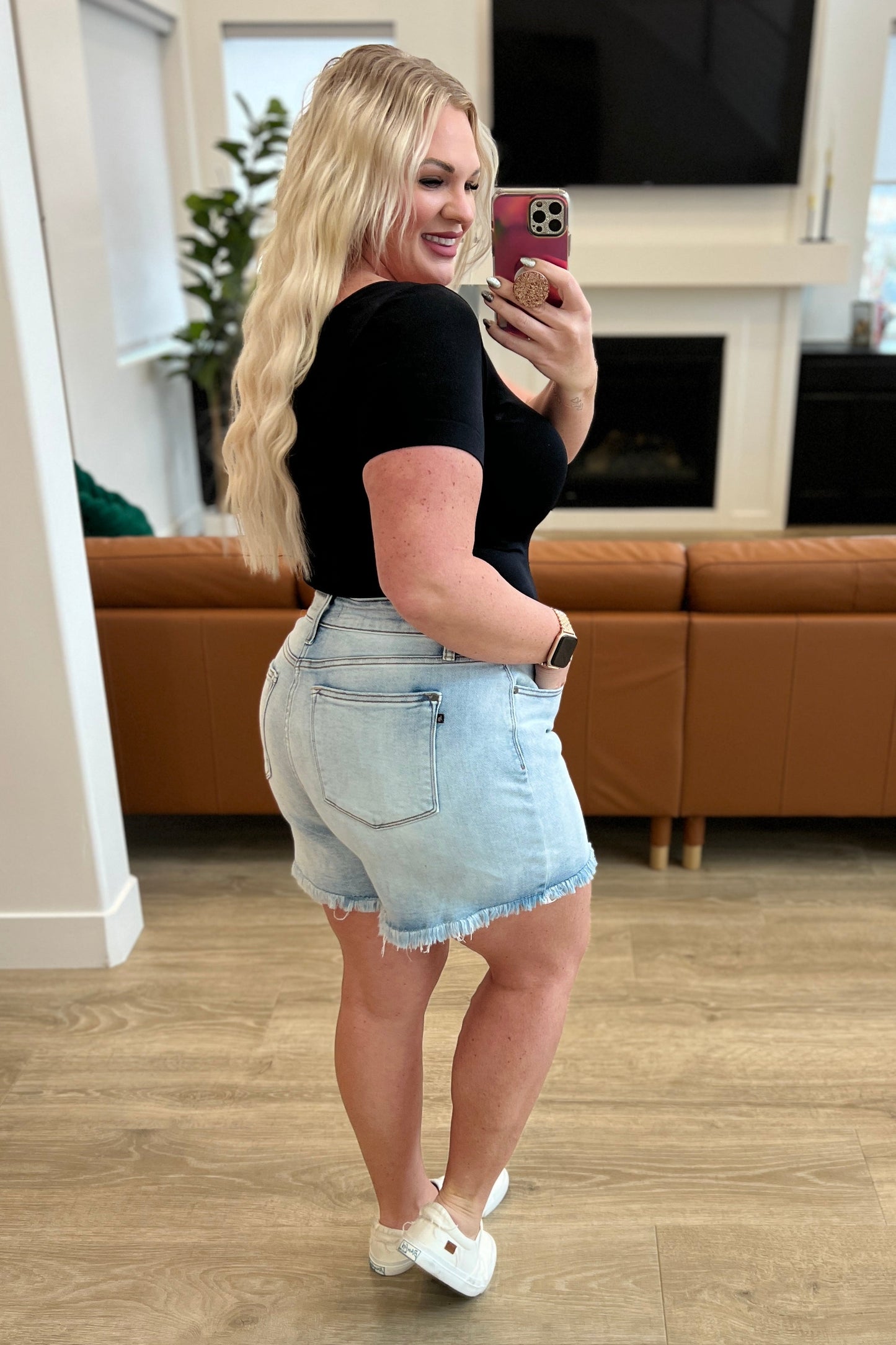 High Rise Light Wash Cutoff Dad Shorts Judy Blue