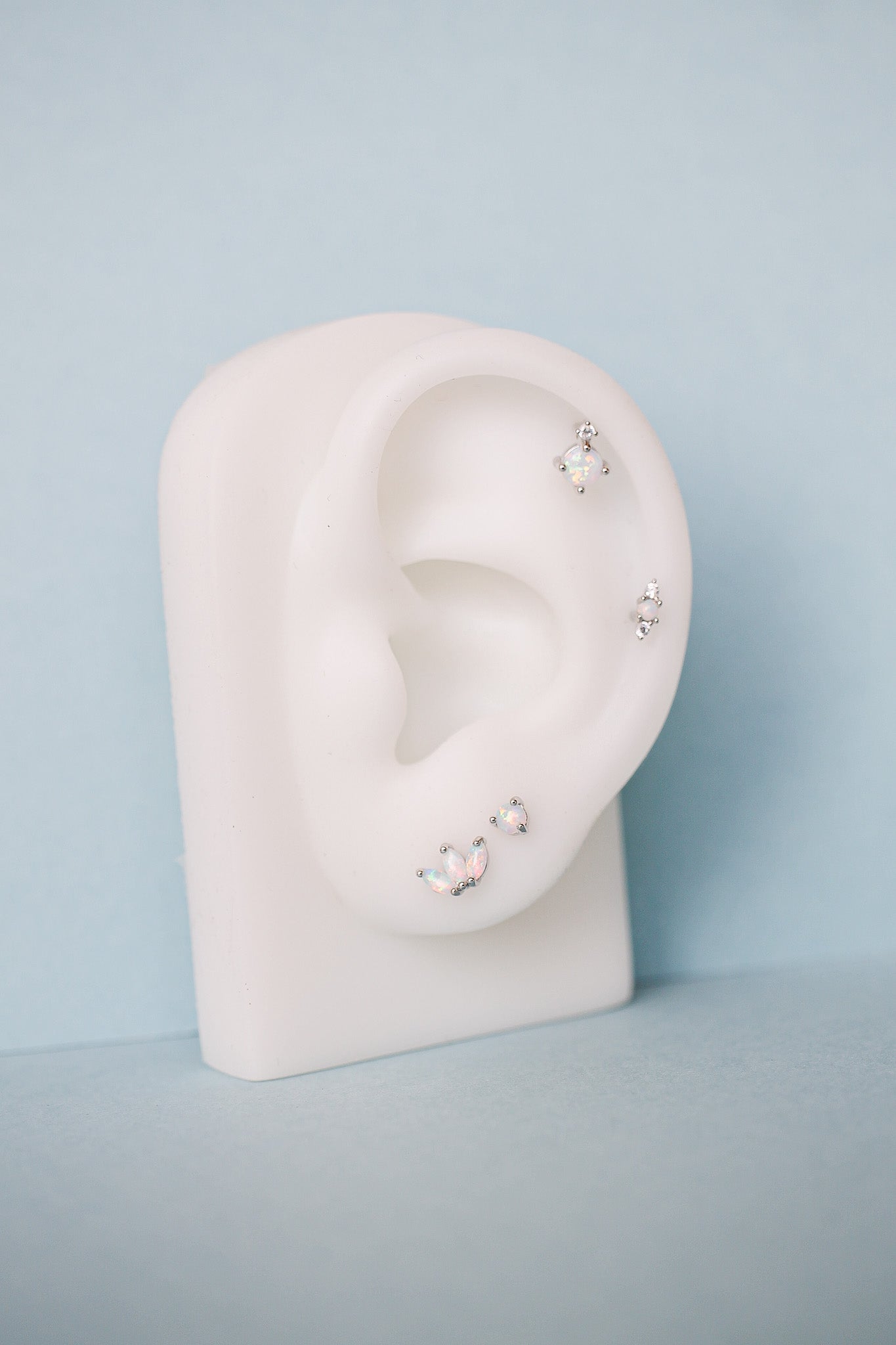 Real Opal Flat Back Stud Earrings 925 Sterling Silver Callie