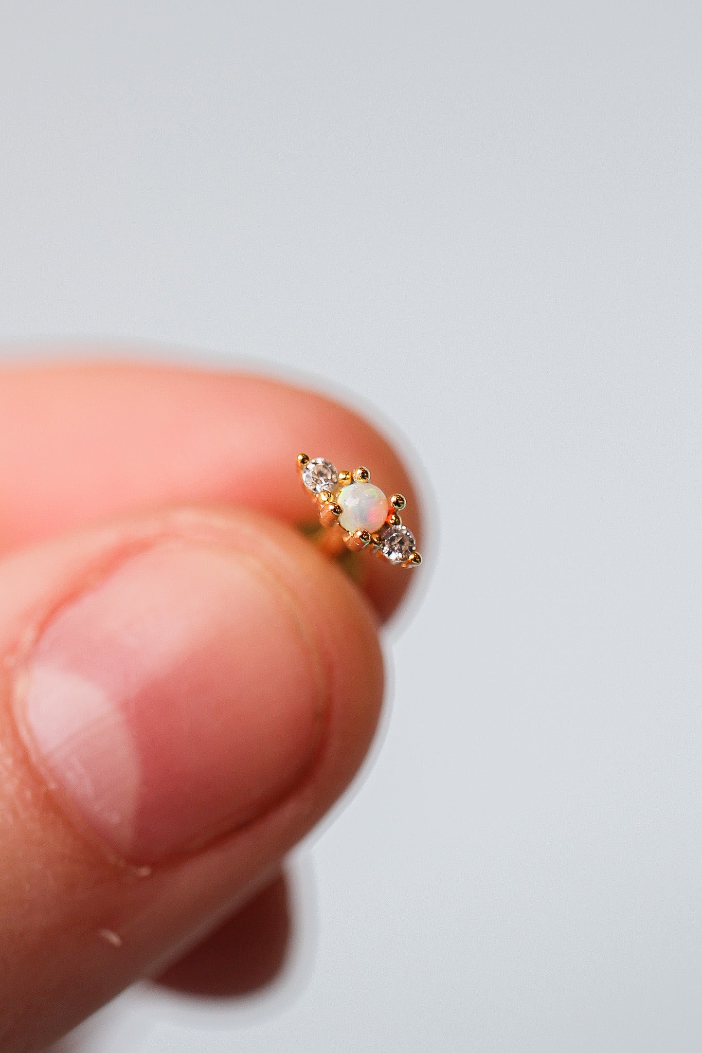 Real Opal Flat Back Stud Earrings 925 Sterling Silver Callie