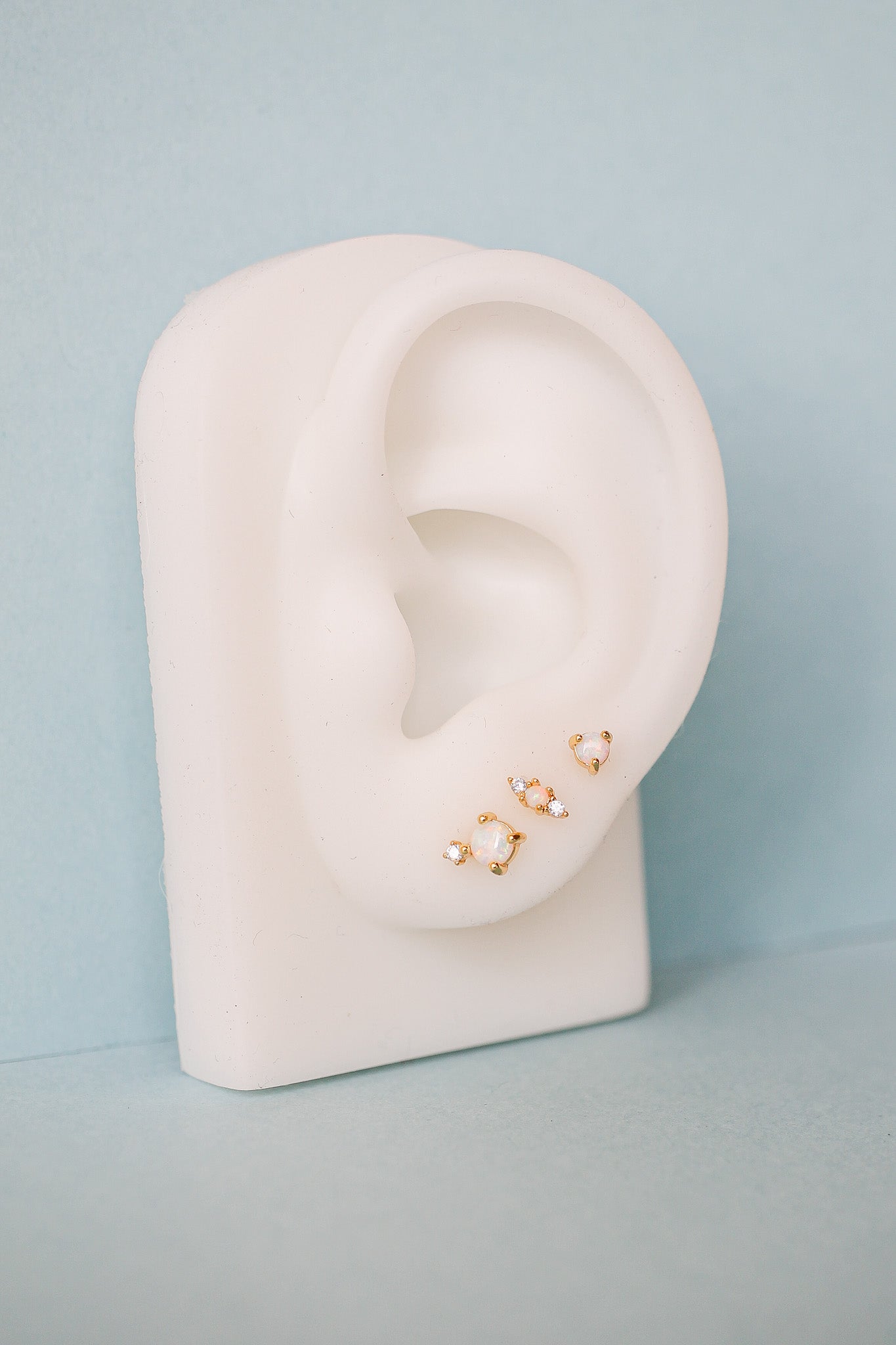 Evangeline Real Opal Flat Back Stud Earring 925 Sterling Silver