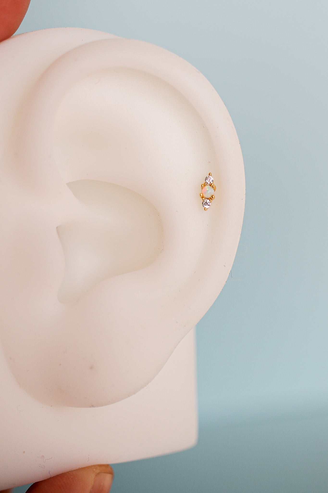Real Opal Flat Back Stud Earrings 925 Sterling Silver Callie