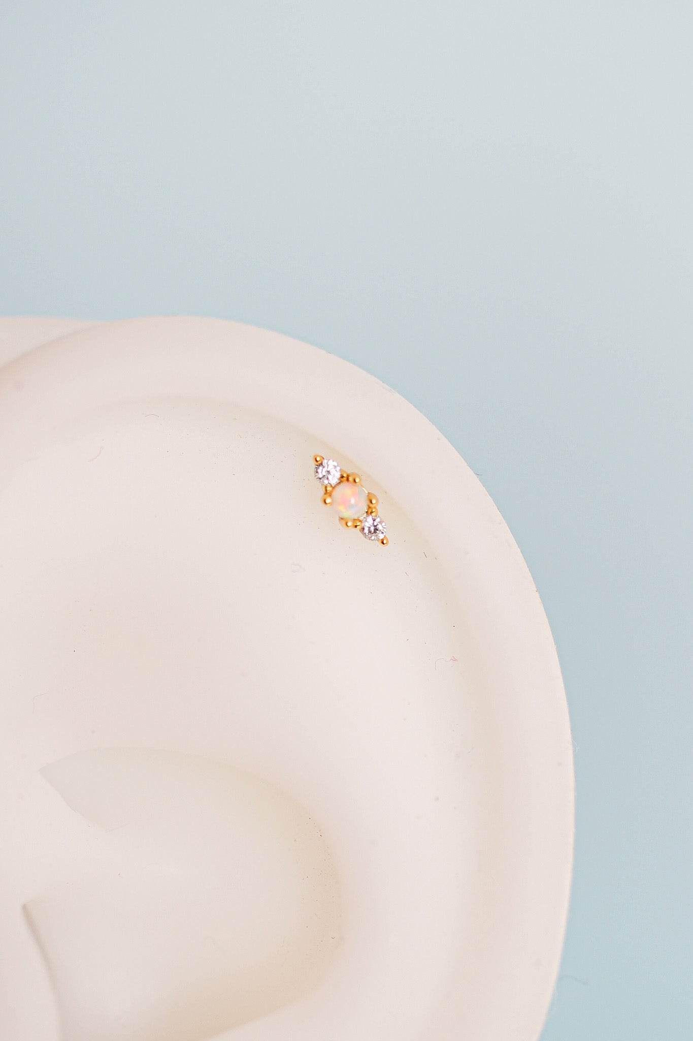Real Opal Flat Back Stud Earrings 925 Sterling Silver Callie