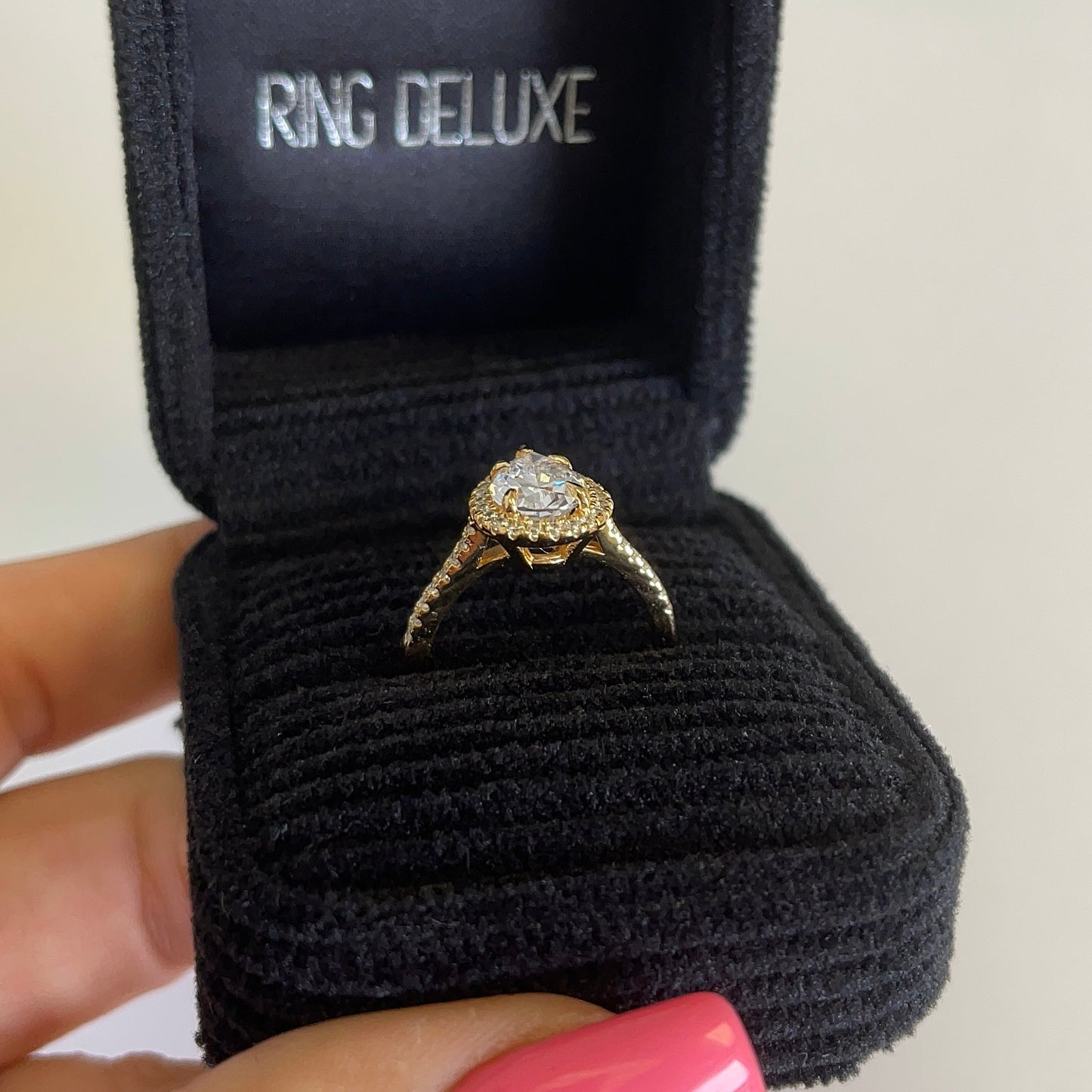 2.0ct Pink Moissanite Lab Diamond Engagement Ring