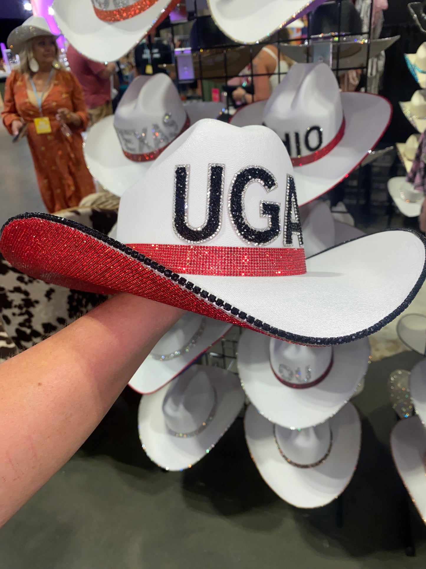 UGA Rhinestone Red and White Straw Hat