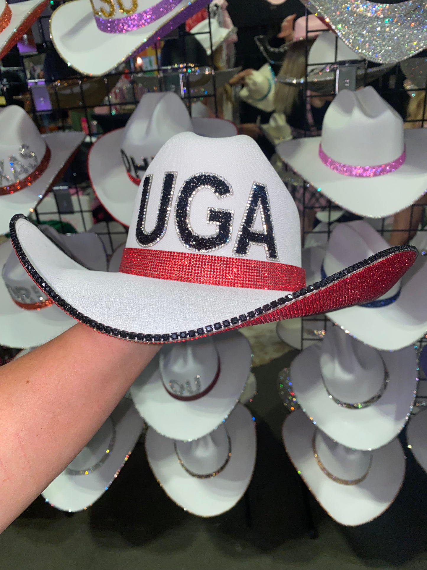 UGA Rhinestone Red and White Straw Hat