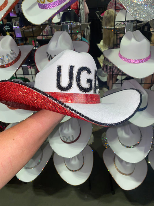 UGA Rhinestone Red and White Straw Hat
