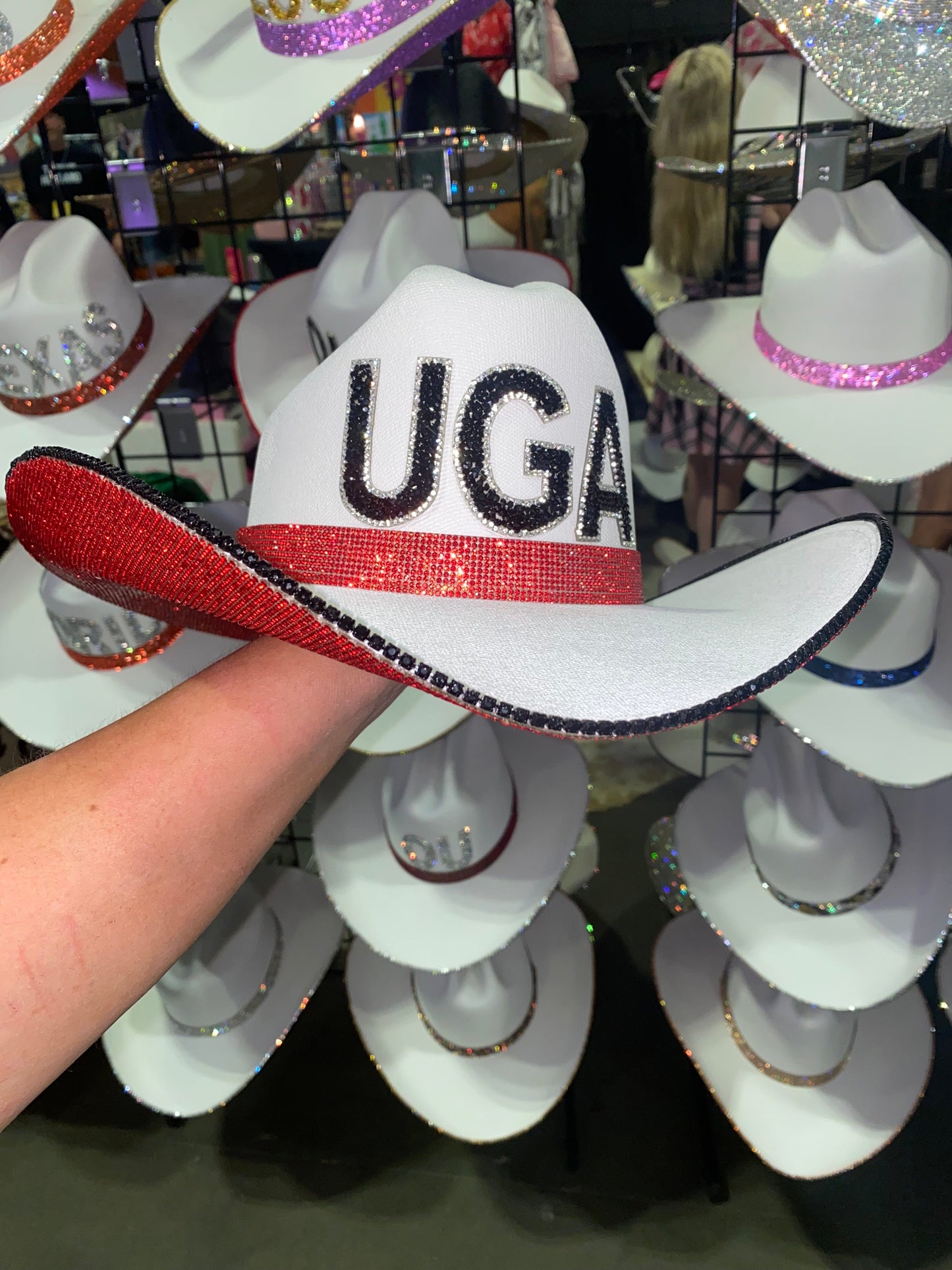 UGA Rhinestone Red and White Straw Hat