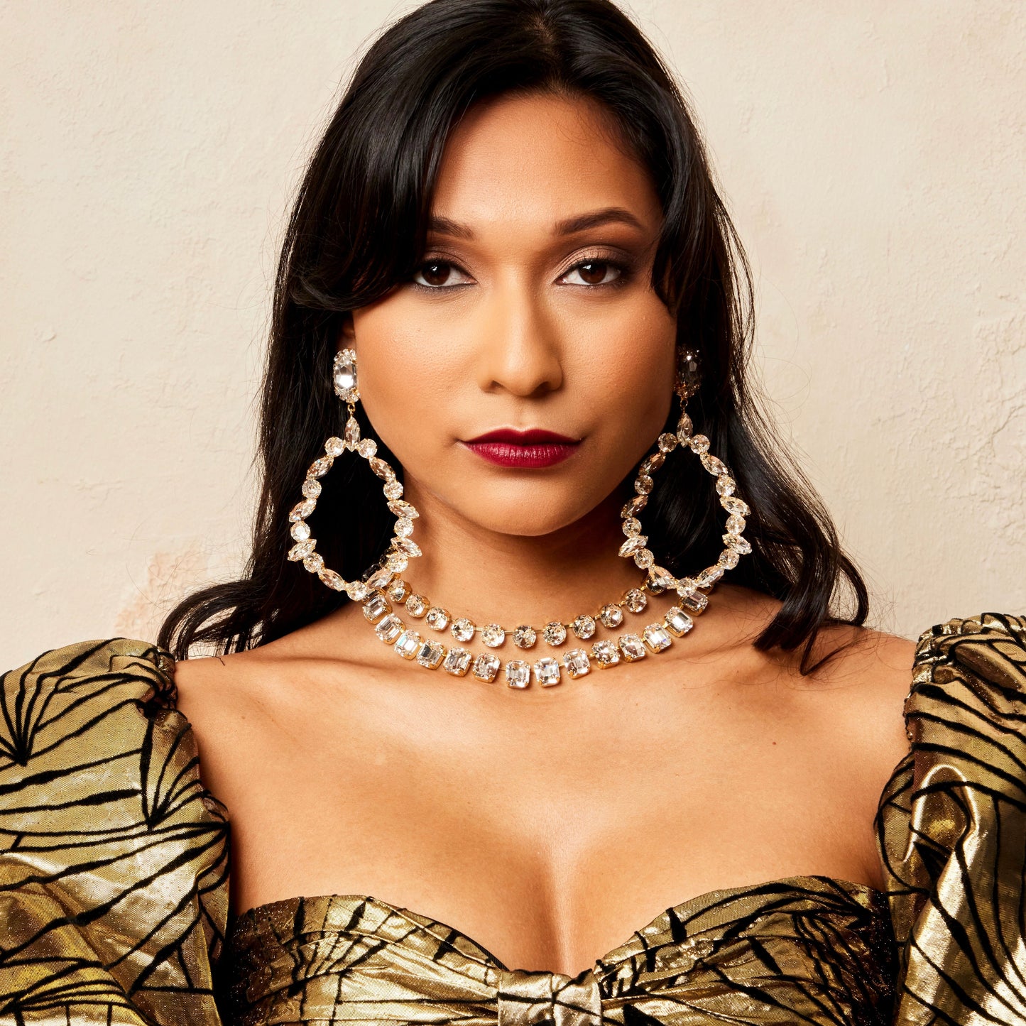 Crystal Square Cut Larger Necklace Adjustable Length Kimono Dragon NYC