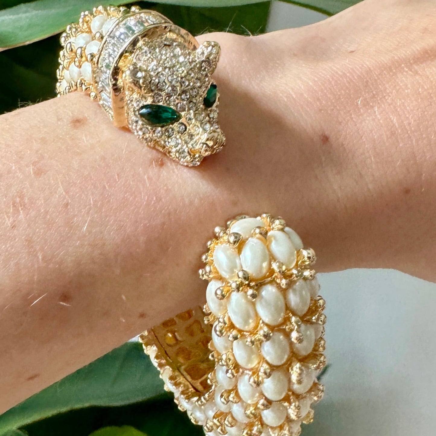 Pearl Panther Gold Plate Bracelet Kimono Dragon NYC