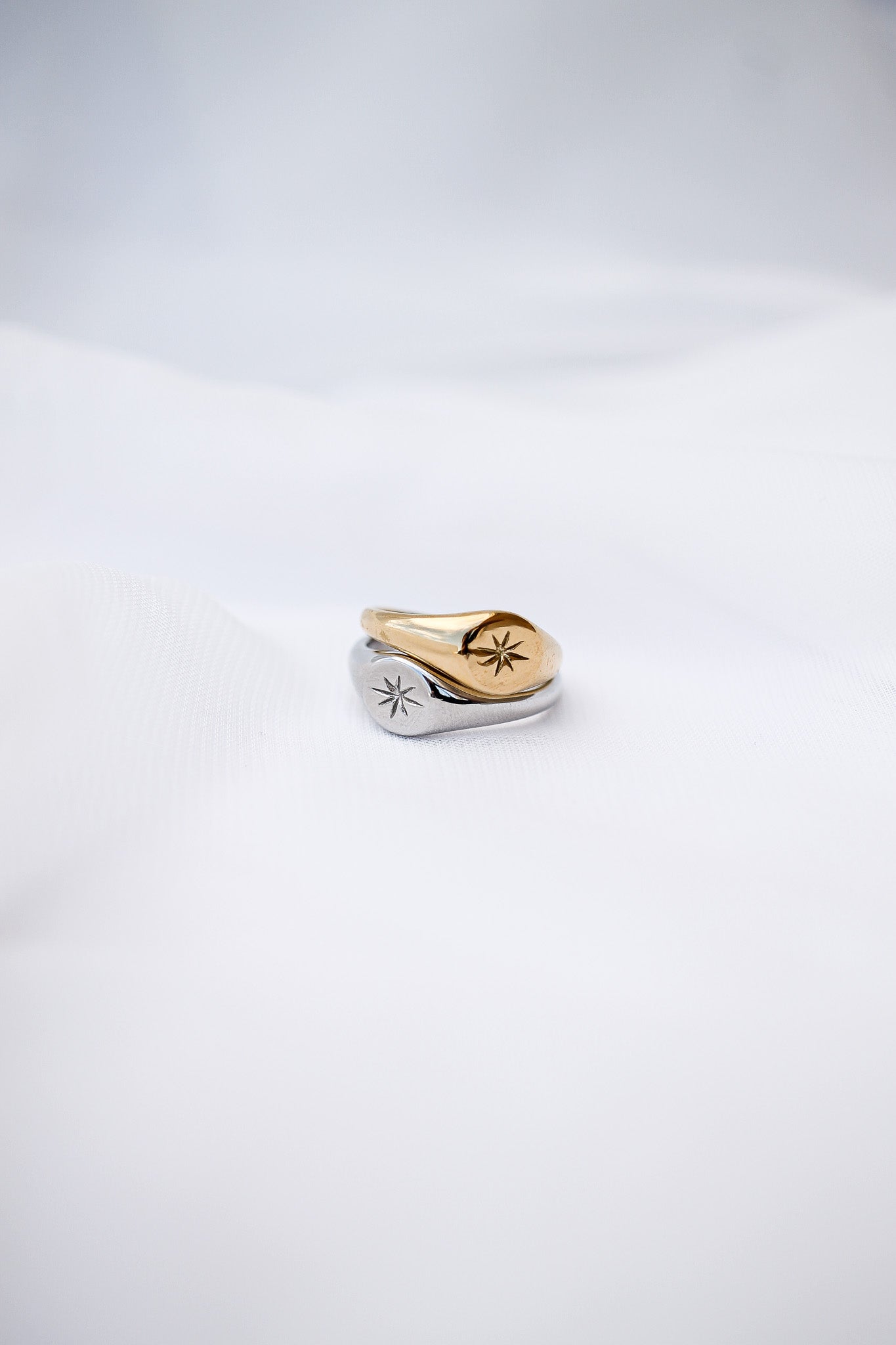 Stainless Steel Signet Ring Estelle Ring Rose & Clay