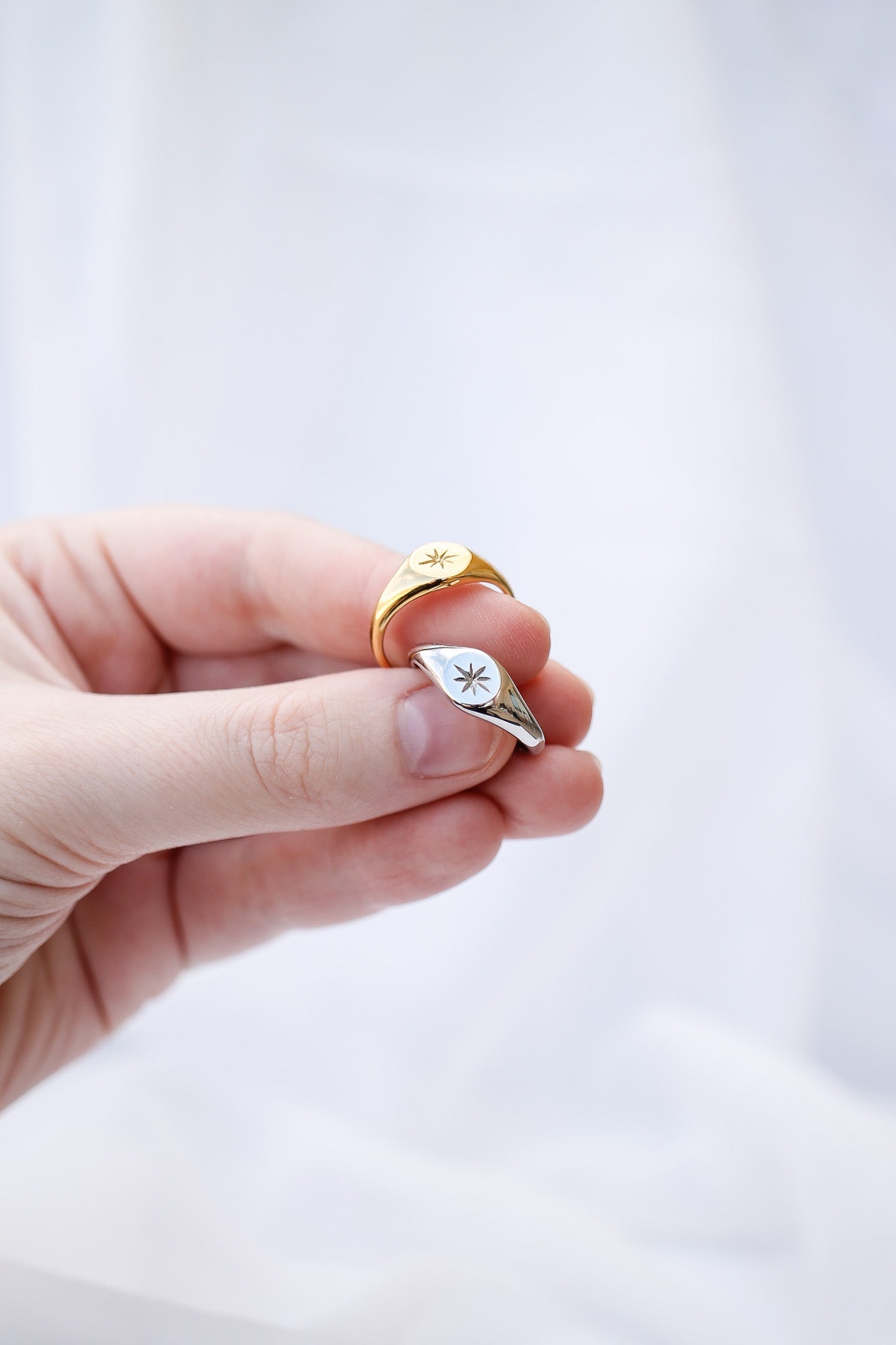 Stainless Steel Signet Ring Estelle Ring Rose & Clay