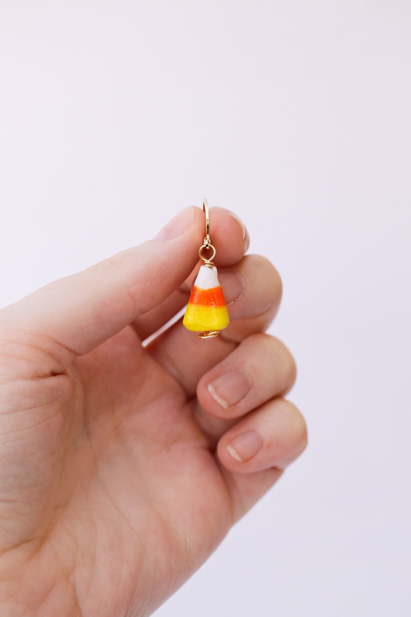 Candy Corn Huggie Hoop 18k Gold Plated Stainless Steel Rose & Clay