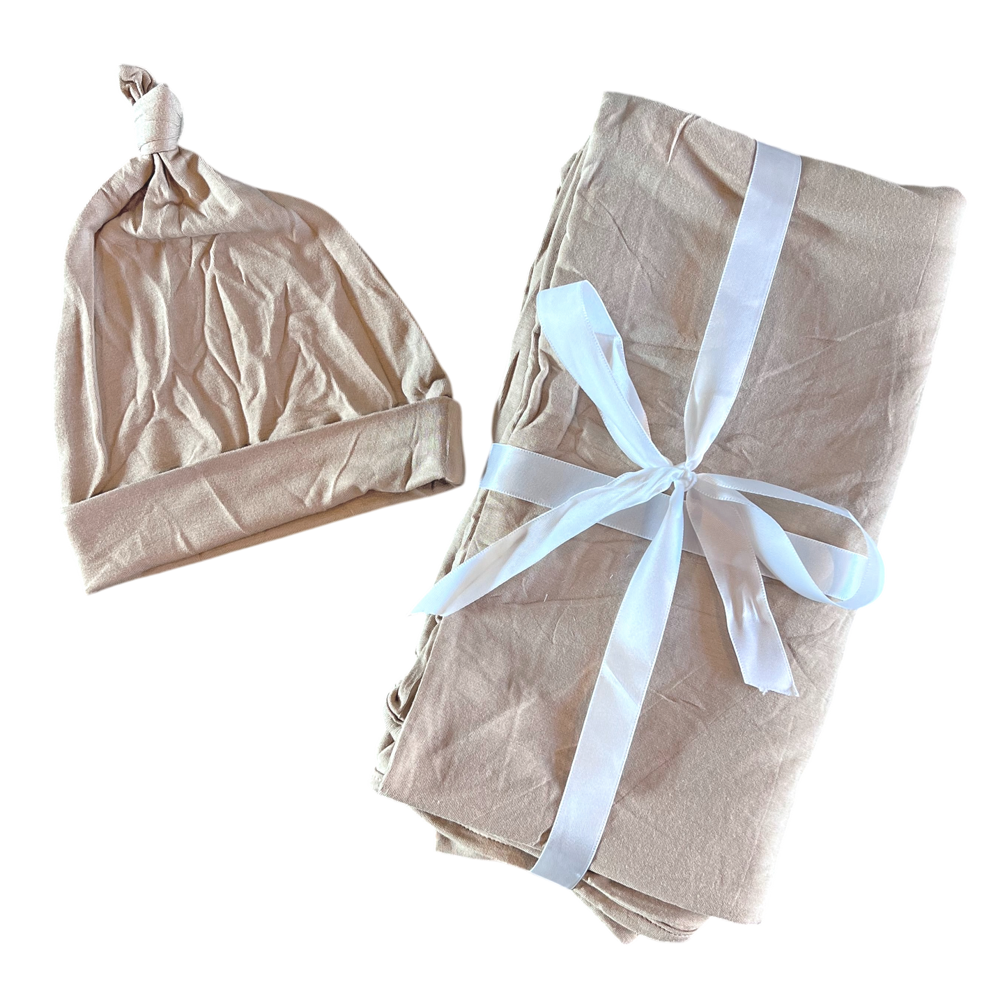 Tan Bamboo Swaddle + Hat Set Laree + Co.