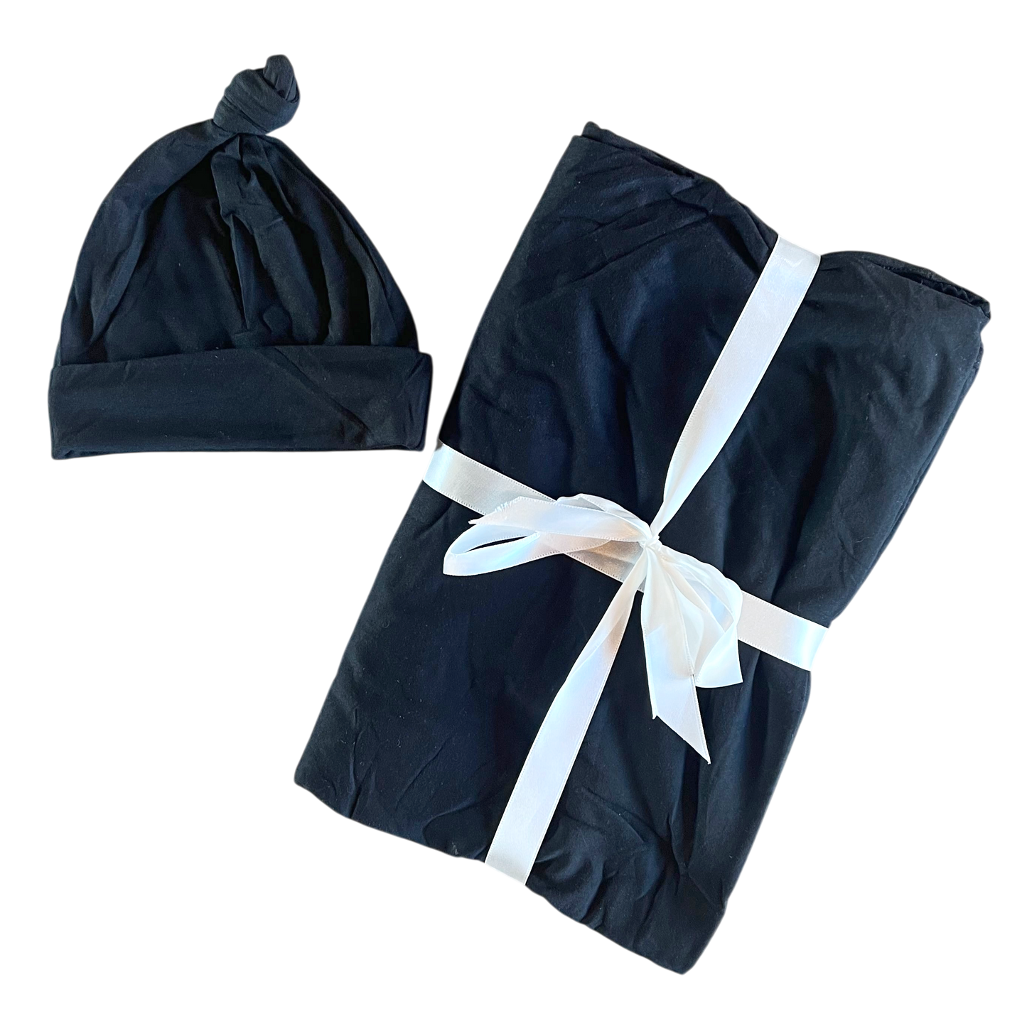 Black Bamboo Swaddle + Hat Set Laree + Co.