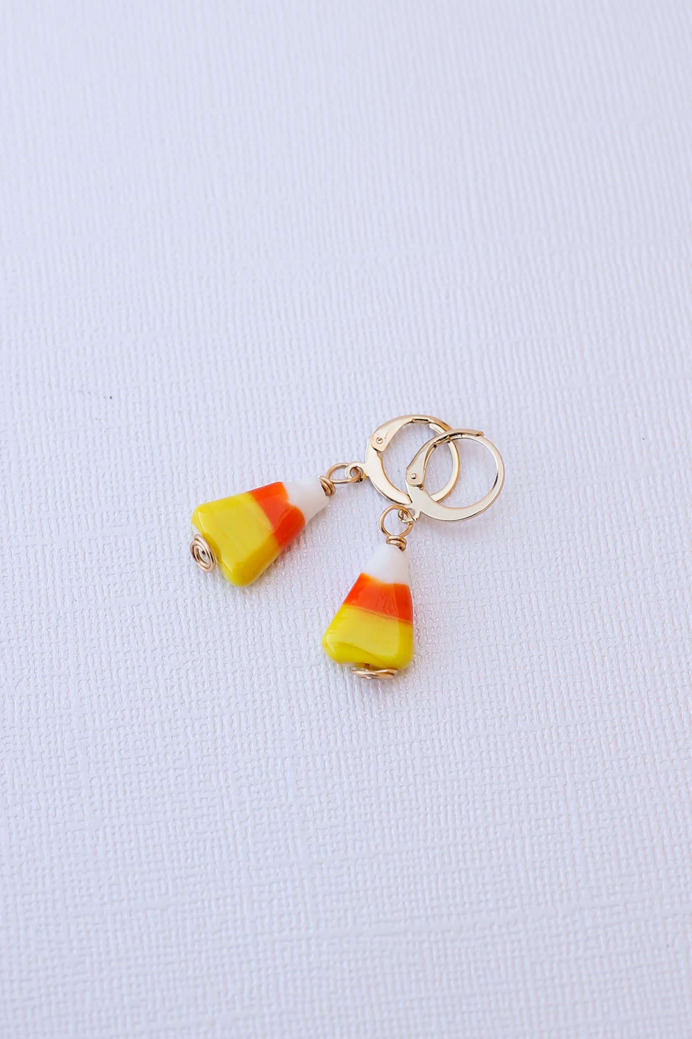 Candy Corn Huggie Hoop 18k Gold Plated Stainless Steel Rose & Clay
