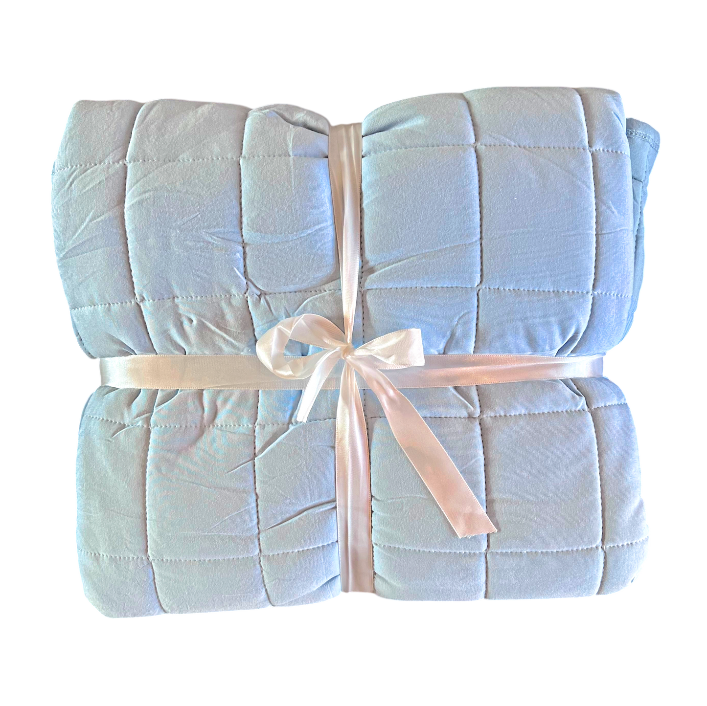 Light Blue Quilted Bamboo Blanket 50x50 inches Laree + Co.