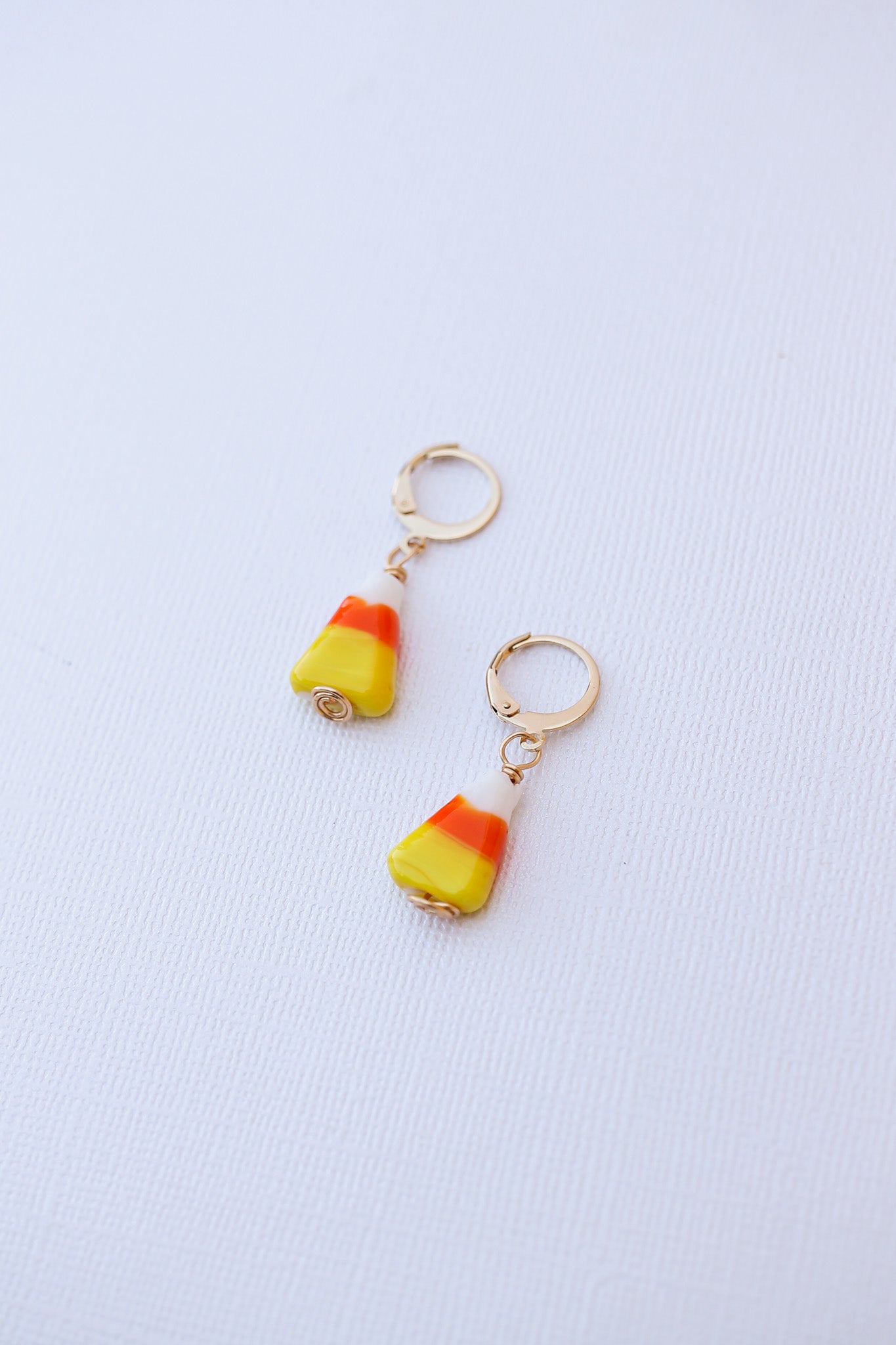 Candy Corn Huggie Hoop 18k Gold Plated Stainless Steel Rose & Clay