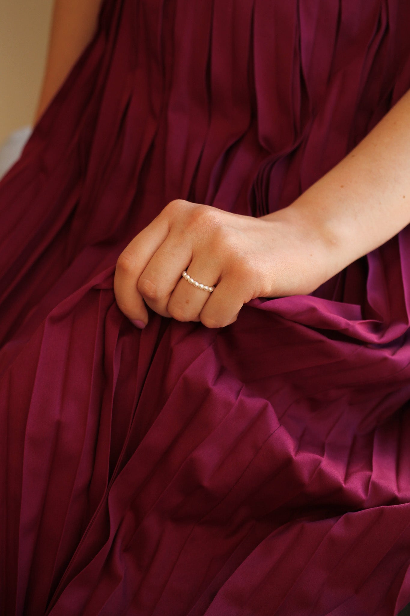 Freshwater Pearl Stretch Ring Elastic Real Pearl Ring Rose & Clay