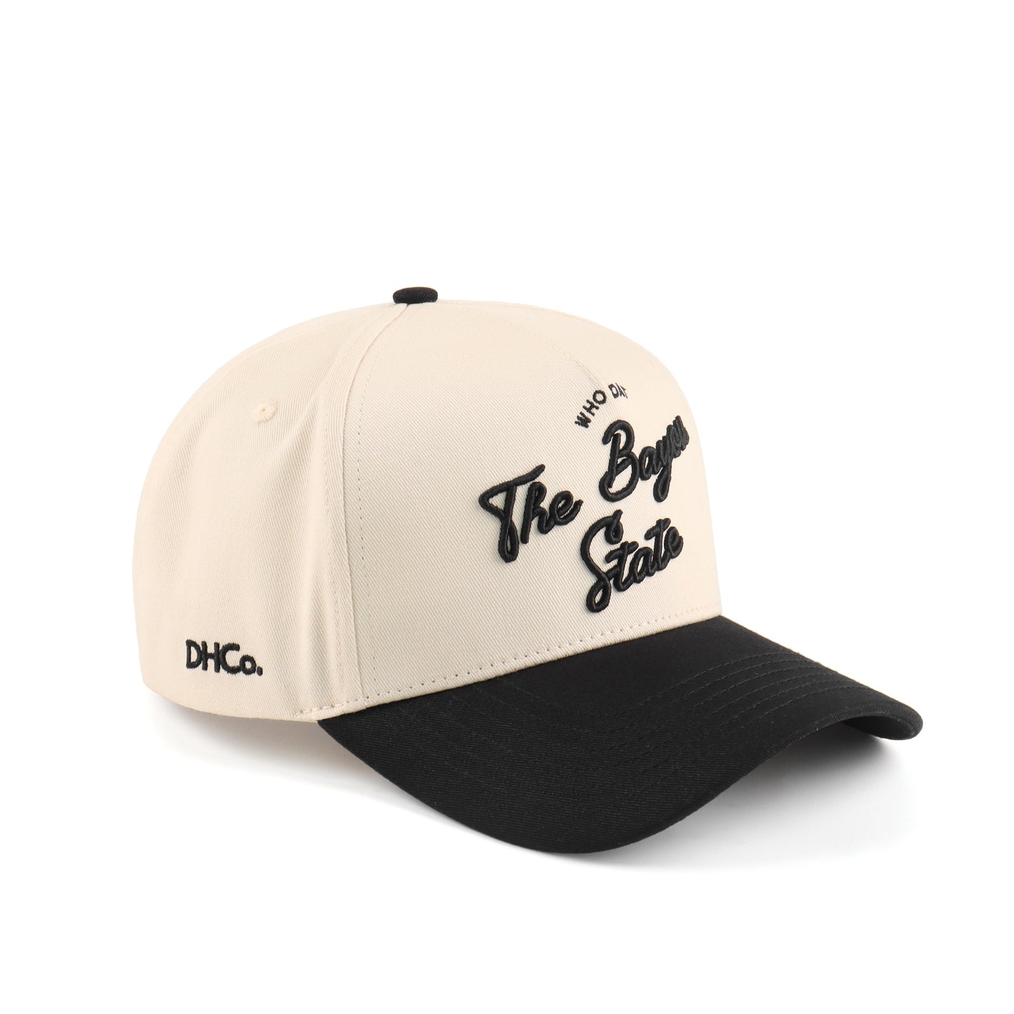 Script Hat Beige and Black Trucker Hat Destination Hat Co.