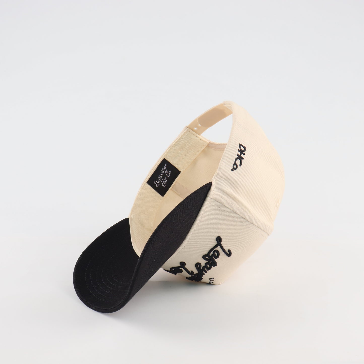 Beige and Black Pre-curved Trucker Script Hat Lafayette