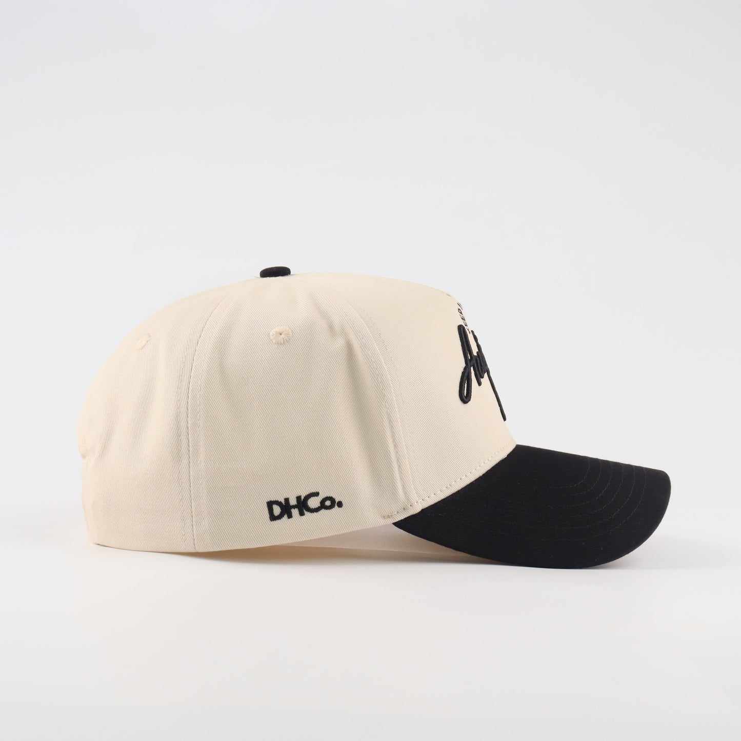 Script Hat Pre-curved Trucker Hat Beige and Orange Austin