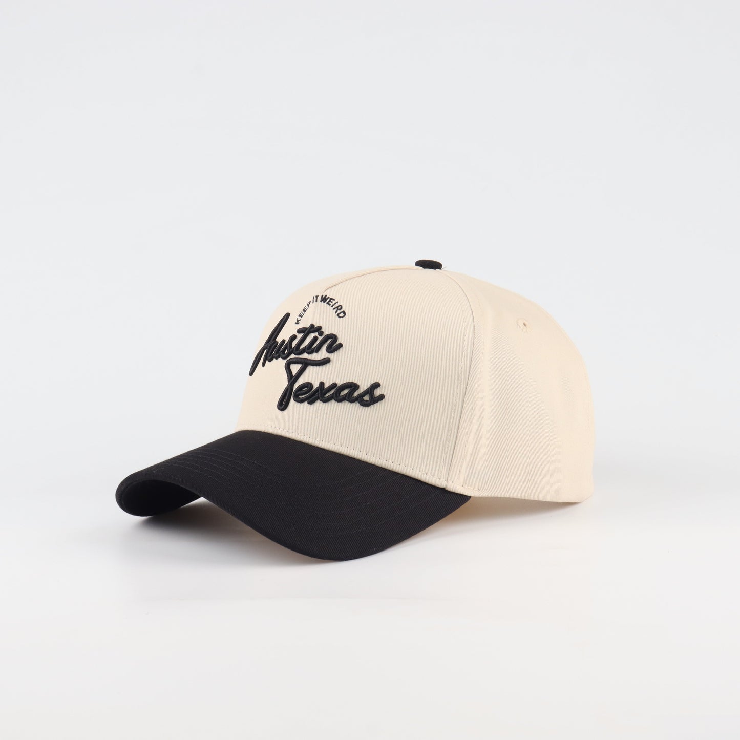 Script Hat Pre-curved Trucker Hat Beige and Orange Austin