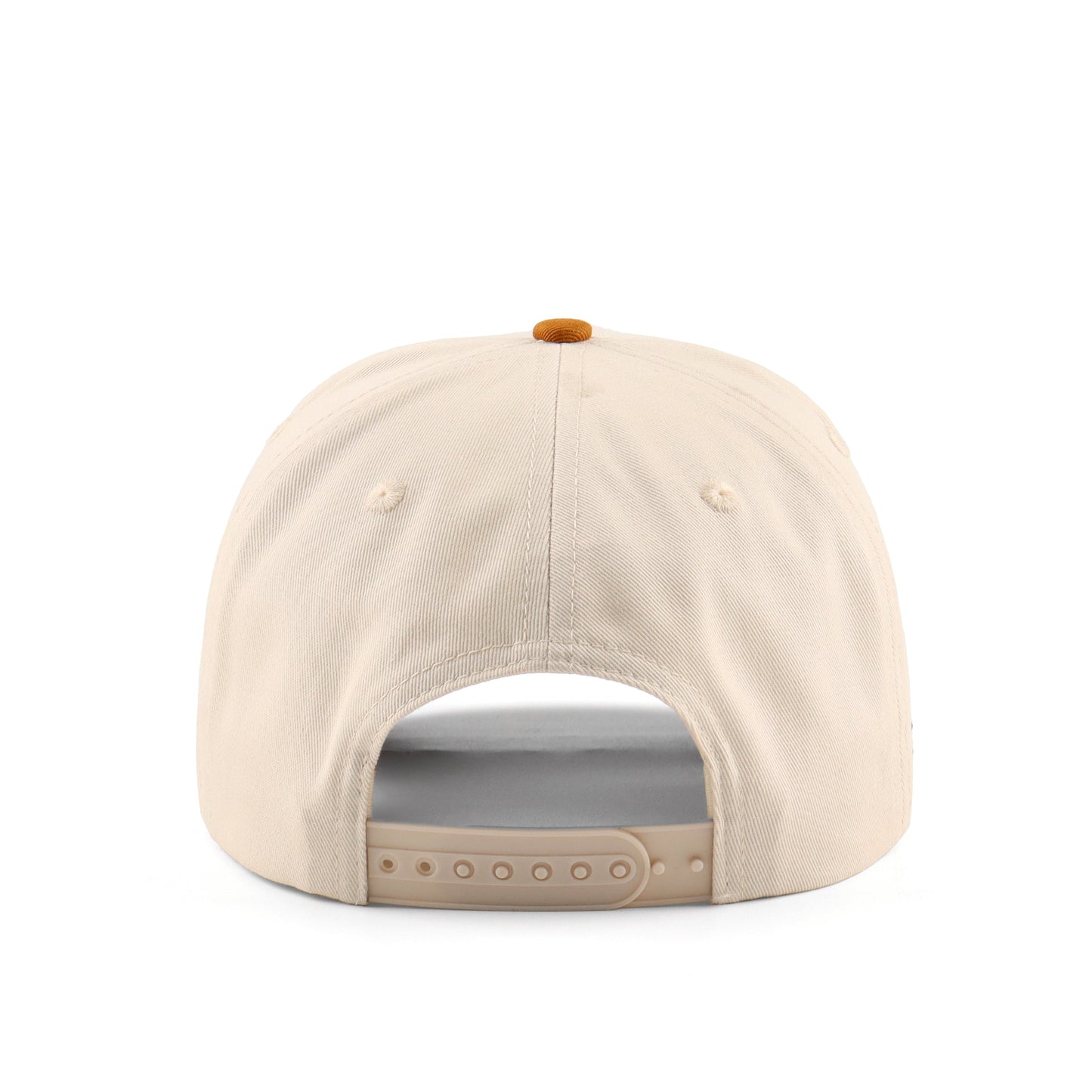 Script Hat Beige Orange Pre-curved Trucker Hat Destination Hat Co.