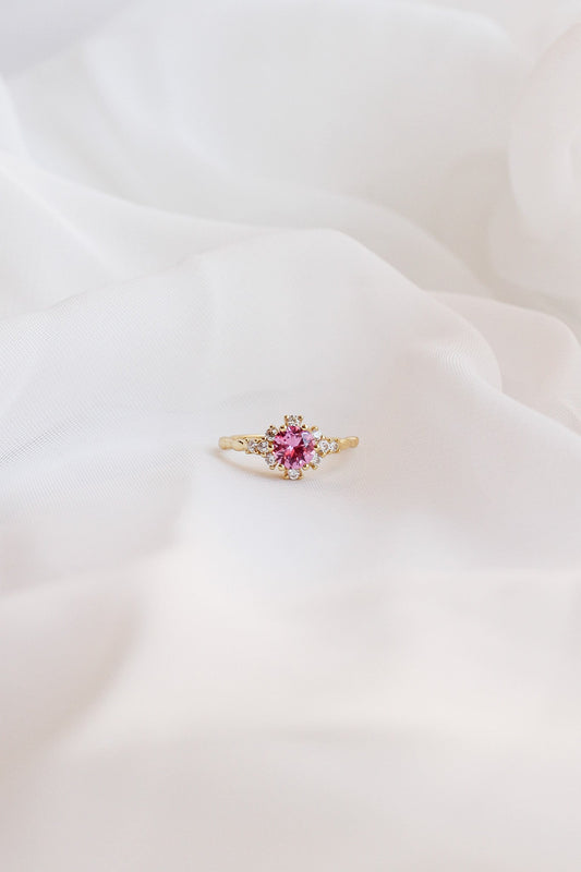 Pink Sapphire Calliope Ring 18k Gold Plated 925 Sterling Silver