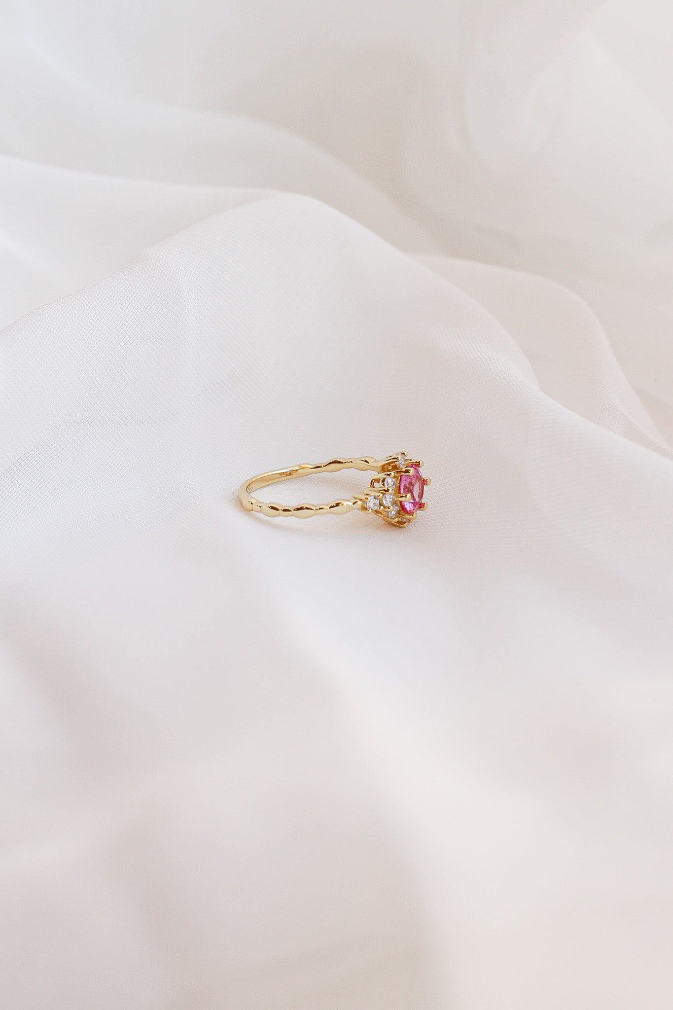 Pink Sapphire Calliope Ring 18k Gold Plated 925 Sterling Silver