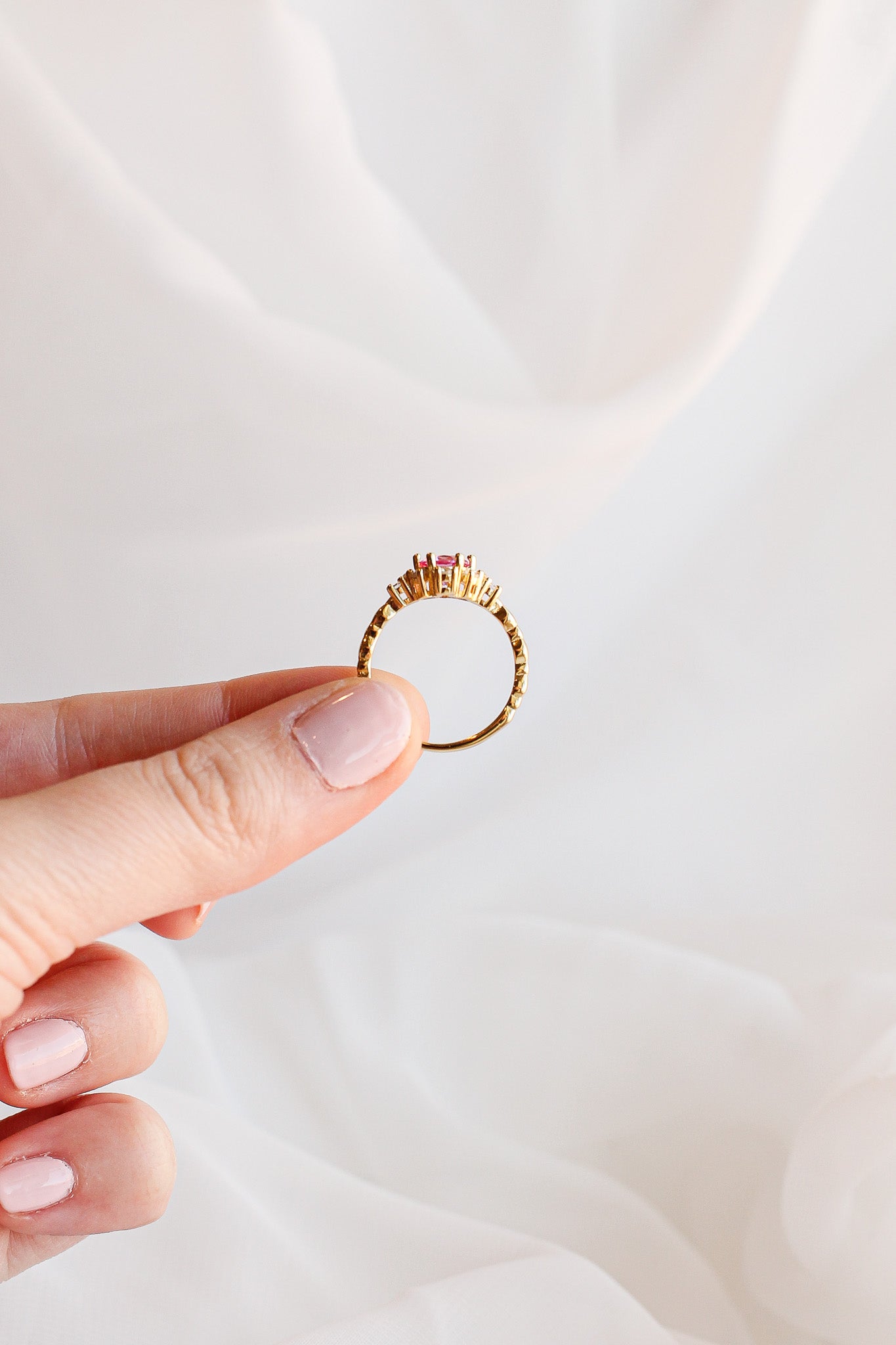 Pink Sapphire Calliope Ring 18k Gold Plated 925 Sterling Silver