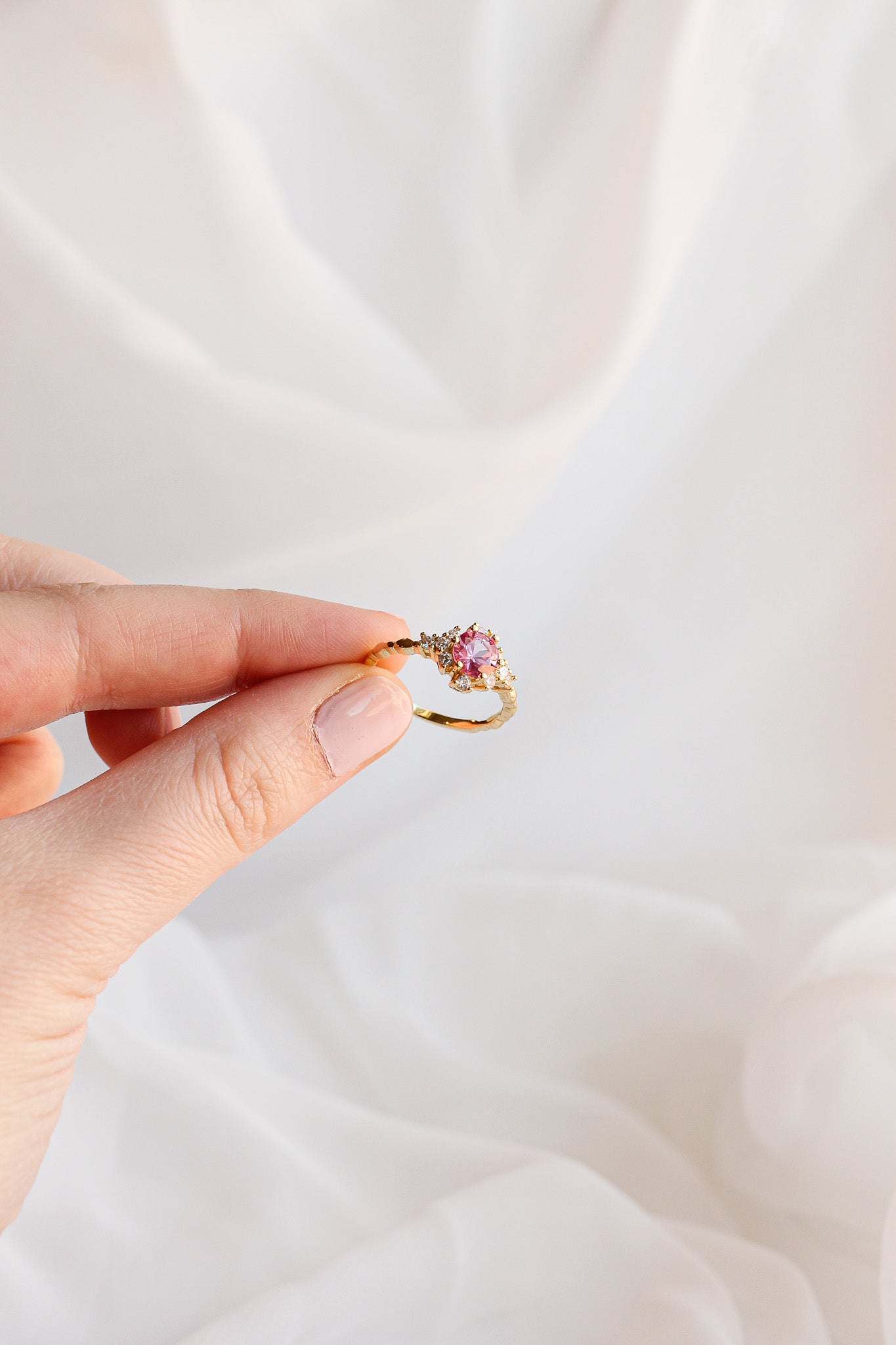 Pink Sapphire Calliope Ring 18k Gold Plated 925 Sterling Silver