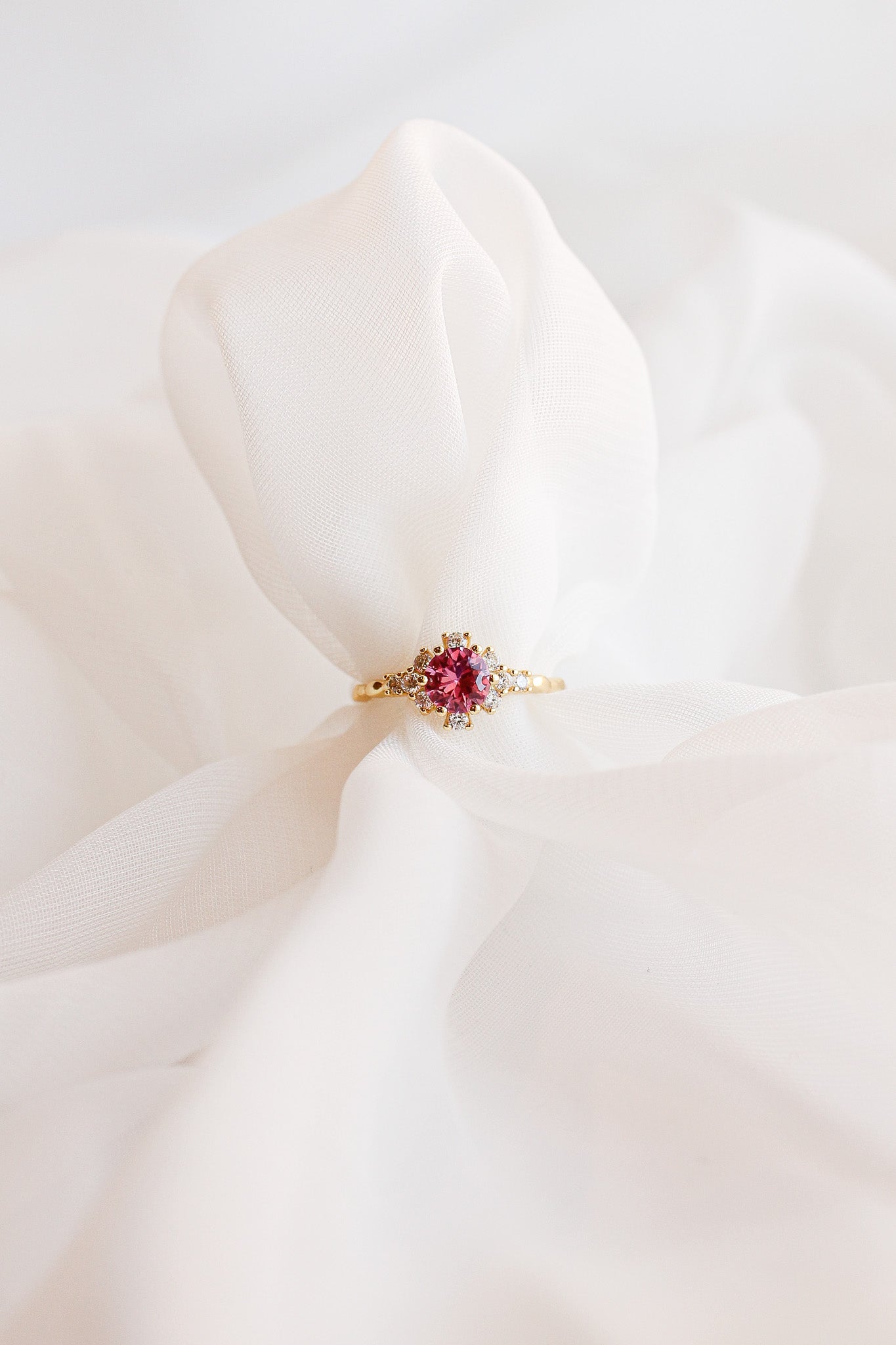Pink Sapphire Calliope Ring 18k Gold Plated 925 Sterling Silver