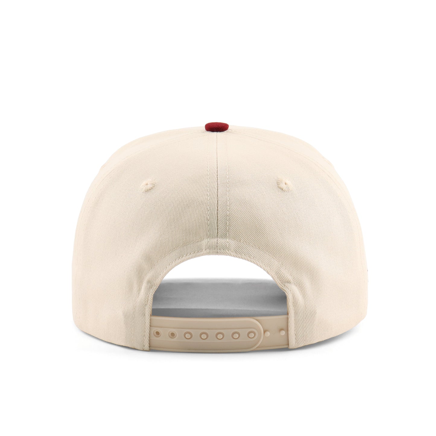 College Station Script Beige Maroon Pre-curved Trucker Hat Destination Hat Co.