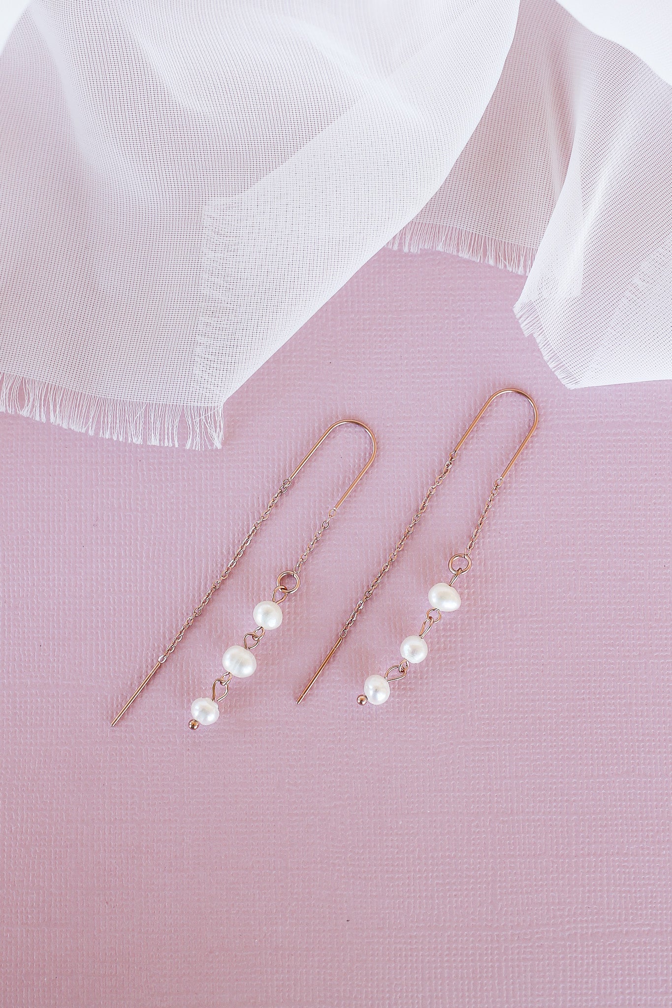 Freshwater Pearl Lightweight Threader Earrings 18k Gold Plated